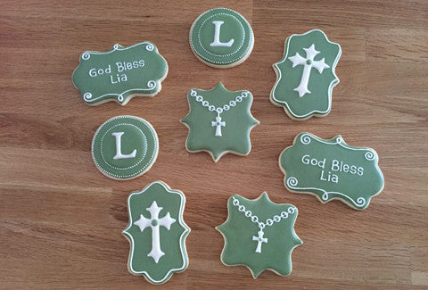 Baptism Set - Cross and Rosarie - Baking Fun - www.bakingfun.ca